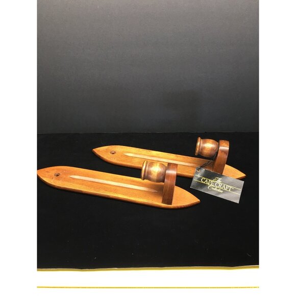 Vtg The Cape Craft Collection Wood Wall Sconces Candle Holders NEW - Set of 4 - Picture 5 of 16